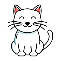 Cute smiling white cat character illustration, joyful pet concept, friendly companion