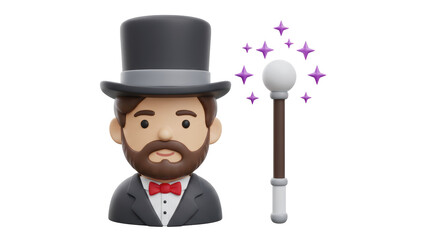 Isolated Cartoon Man with Magic Wand