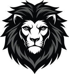 A vector silhouette black Animal character a Lion head
