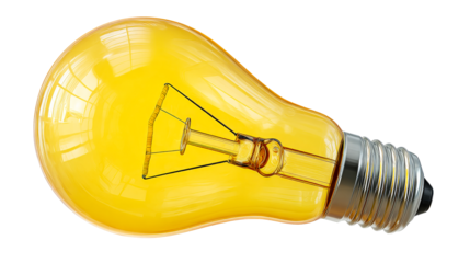 A bright yellow light bulb showcases its unique filament design