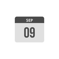 calender icon, 09 september icon with white background