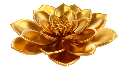 Beautiful golden lotus flower with a transparent background