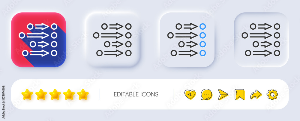 Poster order line icon. neumorphic, flat shadow, 3d buttons. align process sign. alignment sort symbol. lin