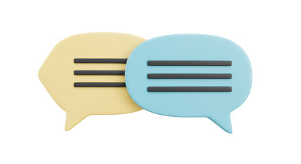 Isolated 3D Render of Interlocking Speech Bubbles