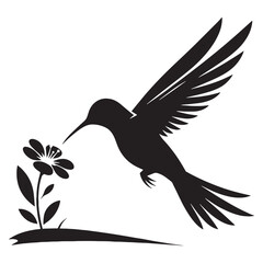 Feathered Speed Hummingbird silhouette – Hummingbird illustration – Minimalist Hummingbird vector – Bird silhouette

