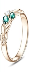 Delicate ring with emerald and diamond accents