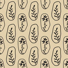 Seamless pattern in botanical fashion style. Cute abstract flowers print design wallpaper clip art wall art for home decoration.