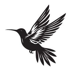 Hovering Wonder Hummingbird silhouette – Hummingbird illustration – Minimalist Hummingbird vector – Bird silhouette

