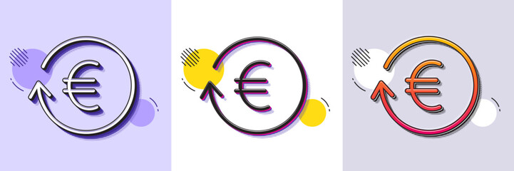Euro Money exchange line icon. Halftone dotted pattern. Gradient icon with grain shadow. Banking currency sign. EUR Cash symbol. Line exchange currency icon. Various designs. Vector