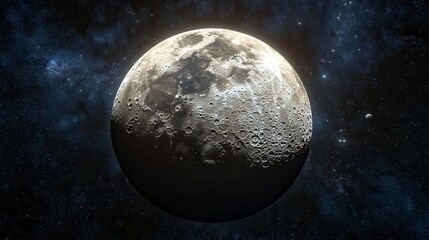 Obraz premium Cratered moon against starry backdrop