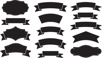 Set of black ribbons and banners isolated on white background. Vector illustration.