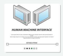 UI Development Digital Menu HMI, SCADA, PLC, network, monitoring, status, website, mobile app screens simple vektor flat design
