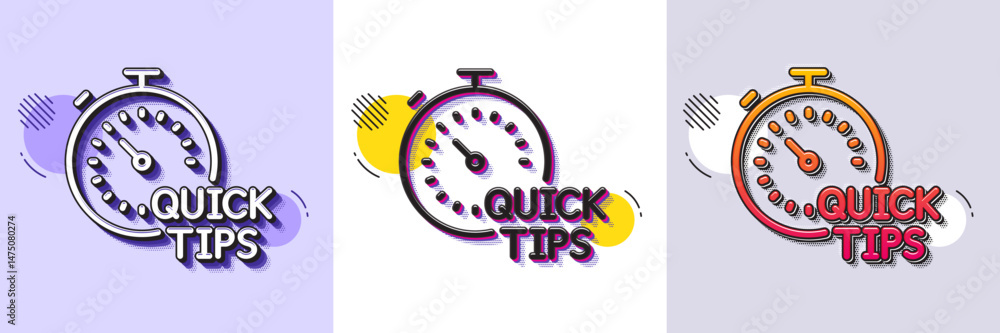 Poster quick tips line icon. halftone dotted pattern. gradient icon with grain shadow. helpful tricks sign.