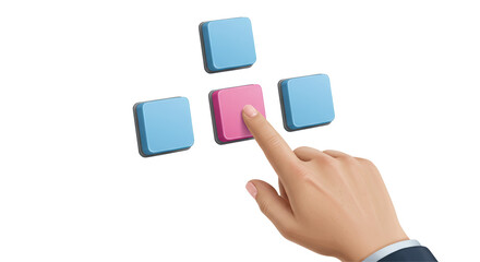 Isolated Hand Selecting Pink Button among Blue Ones