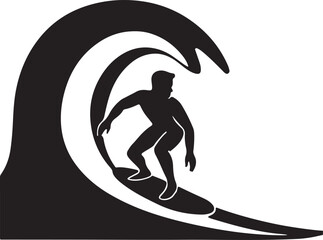 Surfer Silhouette on Beach Wave