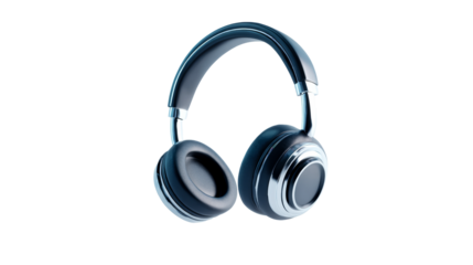 Modern headphones with a sleek design and transparent background