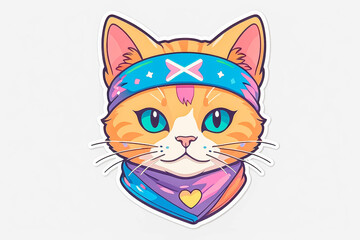 Obraz premium Vibrant Cat Illustration with Headband