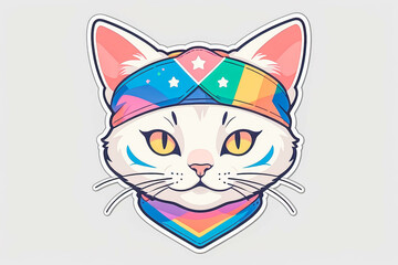 Fototapeta premium Stylized Rainbow Cat Illustration