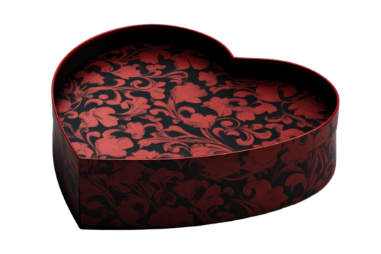 Elegant red heart shaped box with floral design for gifting