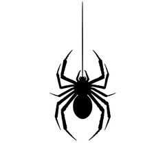 Minimalist Black Spider Icon: Striking Monochrome Graphic for Halloween & Nature Themes