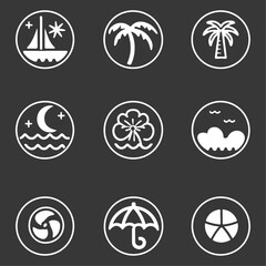 Set of Beach icon simple vector