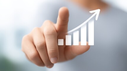 Financial statement analysis using both technical and fundamental aspects of a business. Strategic planning and investment decision-making. A finger pointing at a floating financial chart graphic.