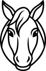 High detail flat vector icon of a Horse head line art with smooth edges