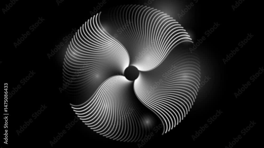 Poster White spiral twisted circular lines abstract futuristic tech background. Seamless looping minimal art motion design. Video animation Ultra HD 4K 3840x2160