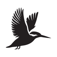 Focused Gaze Kingfisher silhouette – Kingfisher illustration – Minimalist Kingfisher vector – Bird silhouette

