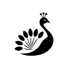 Elegant Peacock Silhouette: Majestic Bird Illustration for Artistic Projects