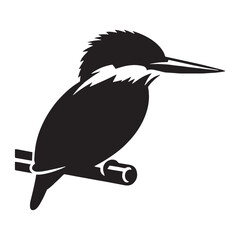 Wings at Rest Kingfisher silhouette – Kingfisher illustration – Minimalist Kingfisher vector – Bird silhouette

