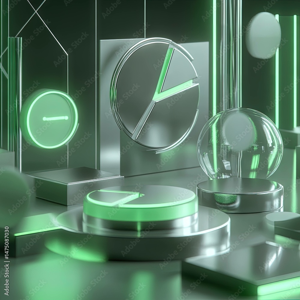 Poster green objects close up display