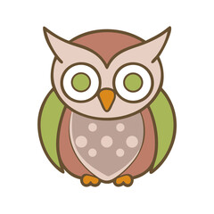 Cute cartoon illustration of an owl representing wisdom and nature