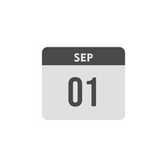 calender icon, 01 september icon with white background