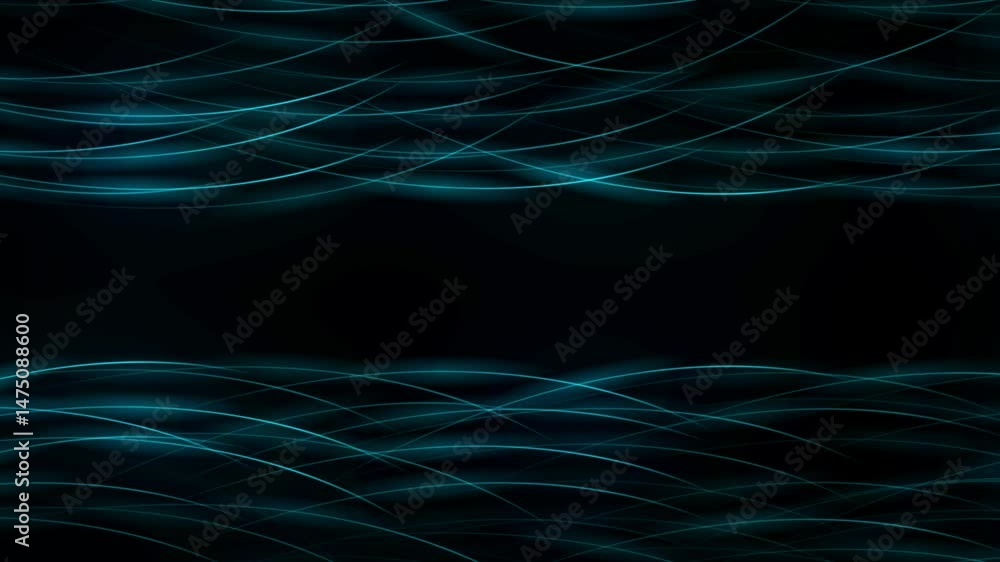 Poster Dark blue minimal glowing wavy lines abstract futuristic tech background. Seamless looping art waves motion design. Video animation Ultra HD 4K 3840x2160