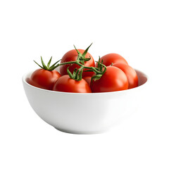Tomatoes in a bowl isolated on a white background