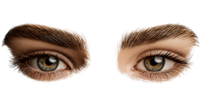 Expressive eyes with natural brows on a clear background