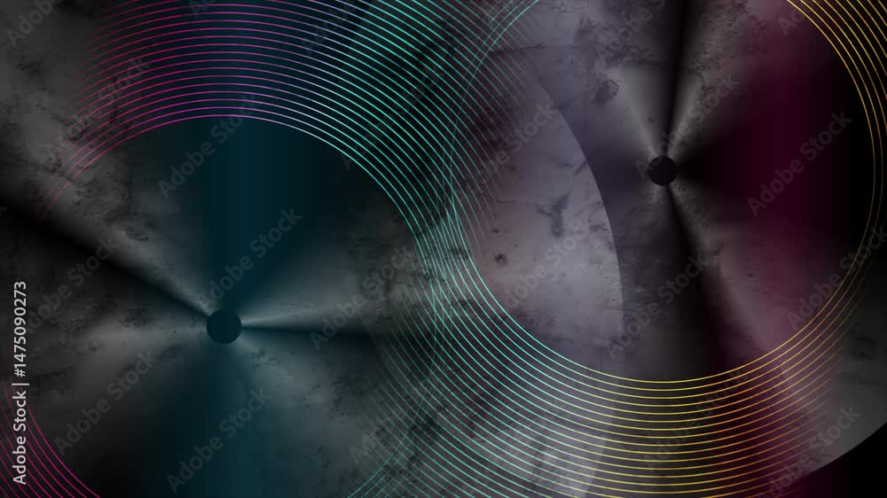 Aufkleber abstract colorful linear circles on dark grunge background. concept shiny glossy metallic effect. se