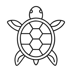 Minimalist outline illustration of a turtle for educational or coloring purposes