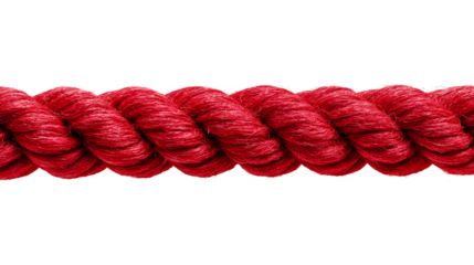 Red twisted rope with a smooth texture and vibrant color