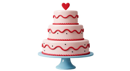 Isolated Three Tiered Cake with Heart