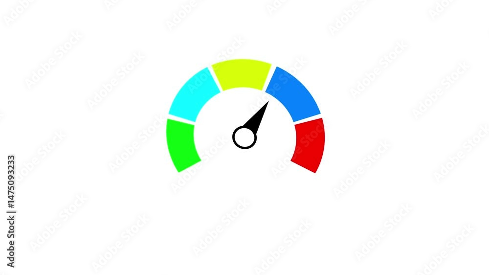 Poster animation of speedometer icon isolated on white background. movement speed concept.