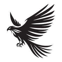 Sharp Kite silhouette in soaring motion – Kite illustration – Minimalist Kite vector – Bird silhouette

