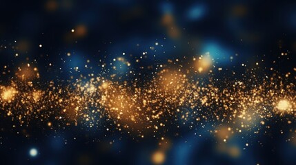 Fototapeta premium Background glitter blurred effect abstract lights in blue, gold and black colors. Generative AI