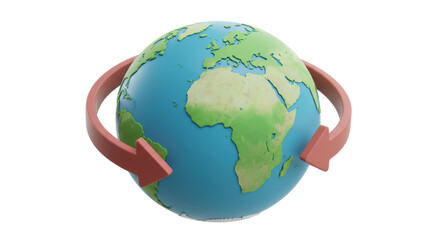 Isolated Earth Globe with Arrows