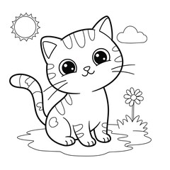 coloring gartoon cute animal by JN - cat 