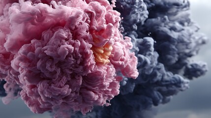 Obraz premium Abstract ink swirling in pink and grey