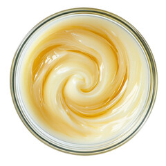 Creamy swirl in glass bowl isolated on transparent background