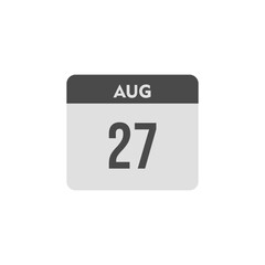 calender icon, 27 august icon with white background