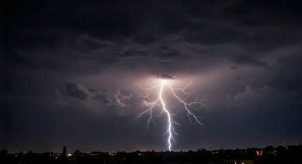 Nature's Electrifying Moment: Lightning Strike in the Heart of a Storm with Dark Clouds